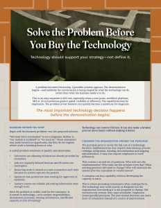 Solve the Problem Before You Buy the Technology